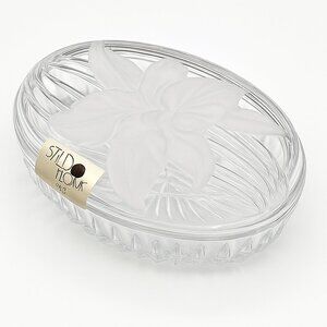 Studio Nova Crystal Covered Dish – Frosted Floral Lid – Made in Japan